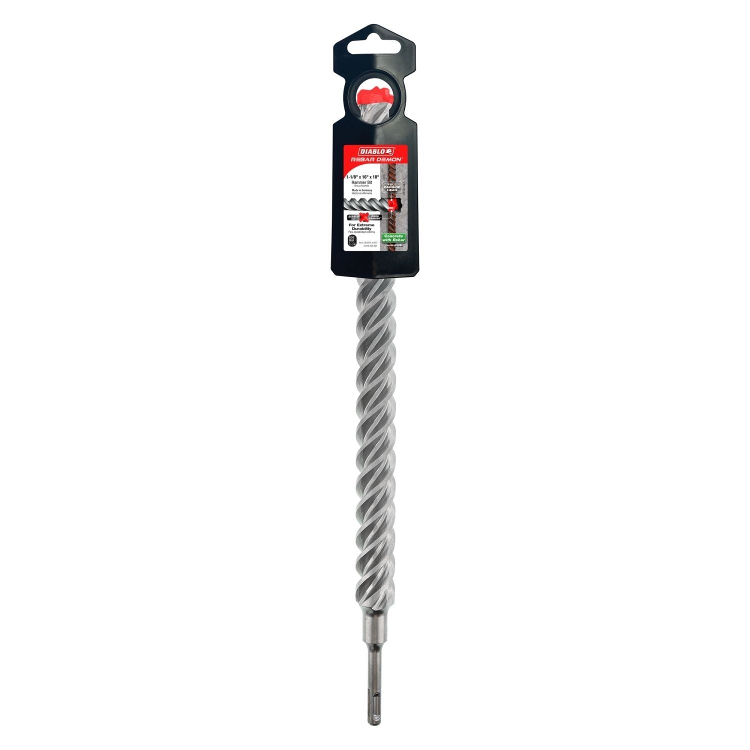 Diablo DMAPL4320 1-1/8-in. x 16-in. x 18-in. Rebar Demon SDS-Plus 4-Cutter Full Carbide Head Hammer Drill Bit
