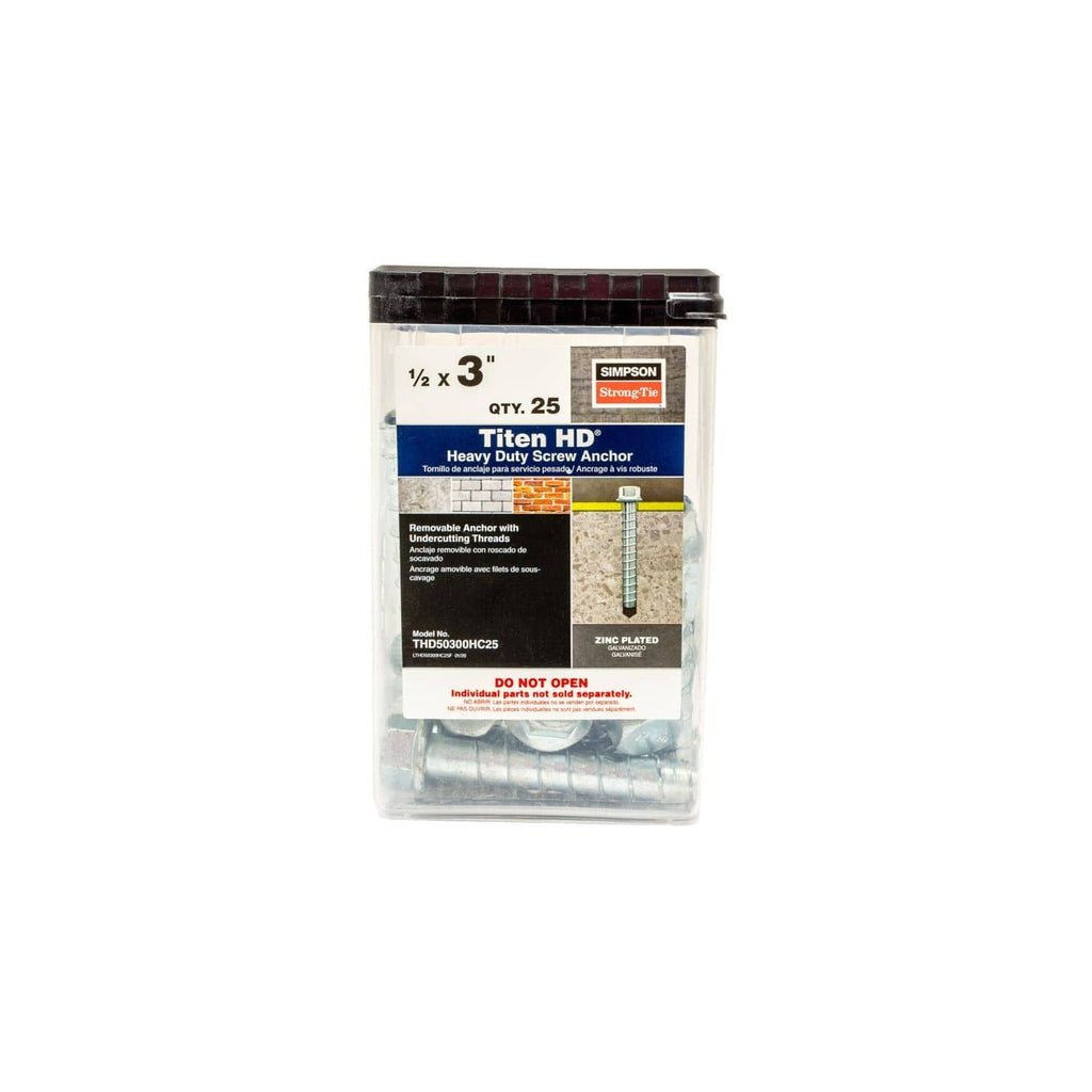 Simpson Strong-Tie THD50300HC25 Titen HD 1/2-in. x 3-in. Heavy-Duty Screw Anchor, 25-Pack