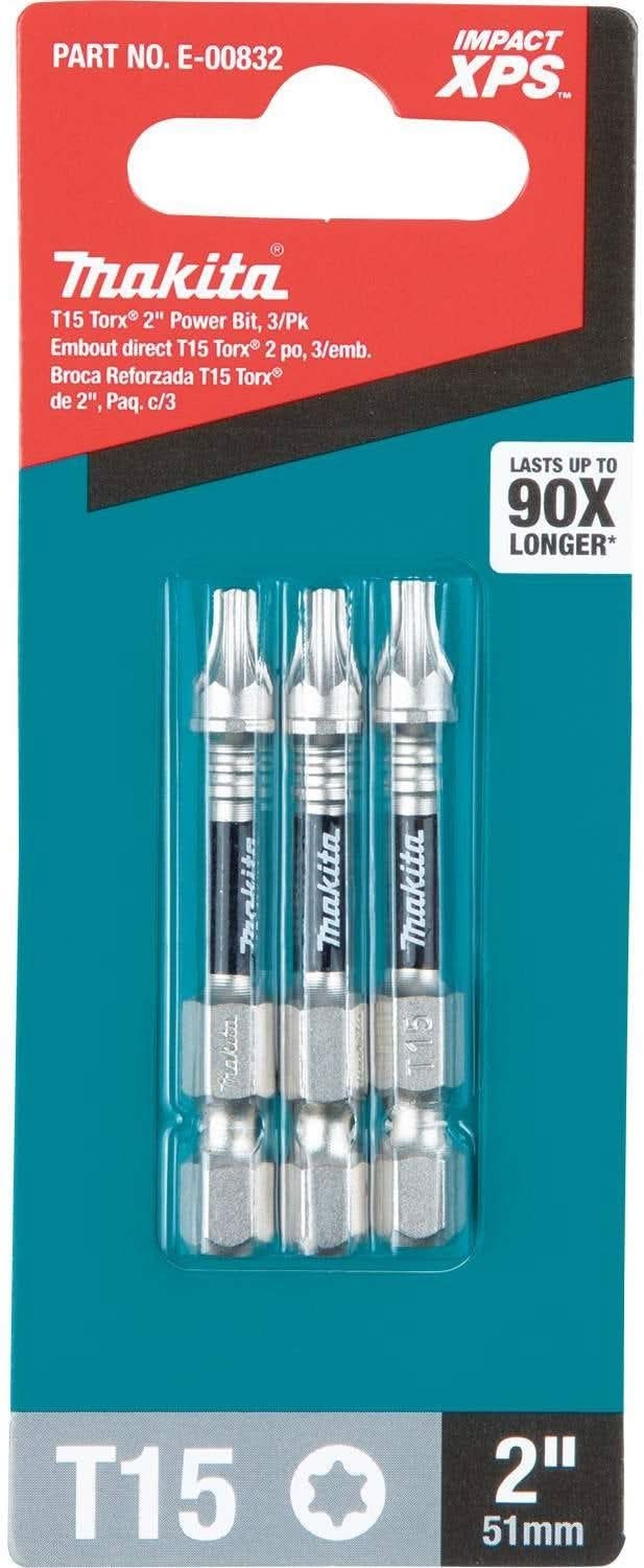 Makita E-00832 Impact XPS T15 Torx 2" Power Bit, 3/pk