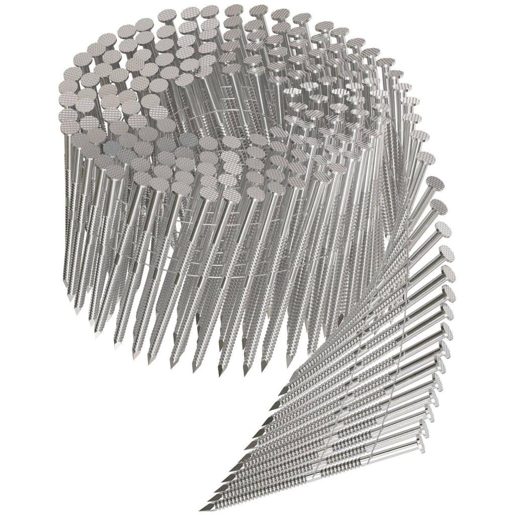 Simpson Strong-Tie T11A300PNJ 15° Wire Coil, Full Round Head, Ring-Shank Decking/Framing Nail, 3-in. x 0.12-in. Type 316, 1800-Pack