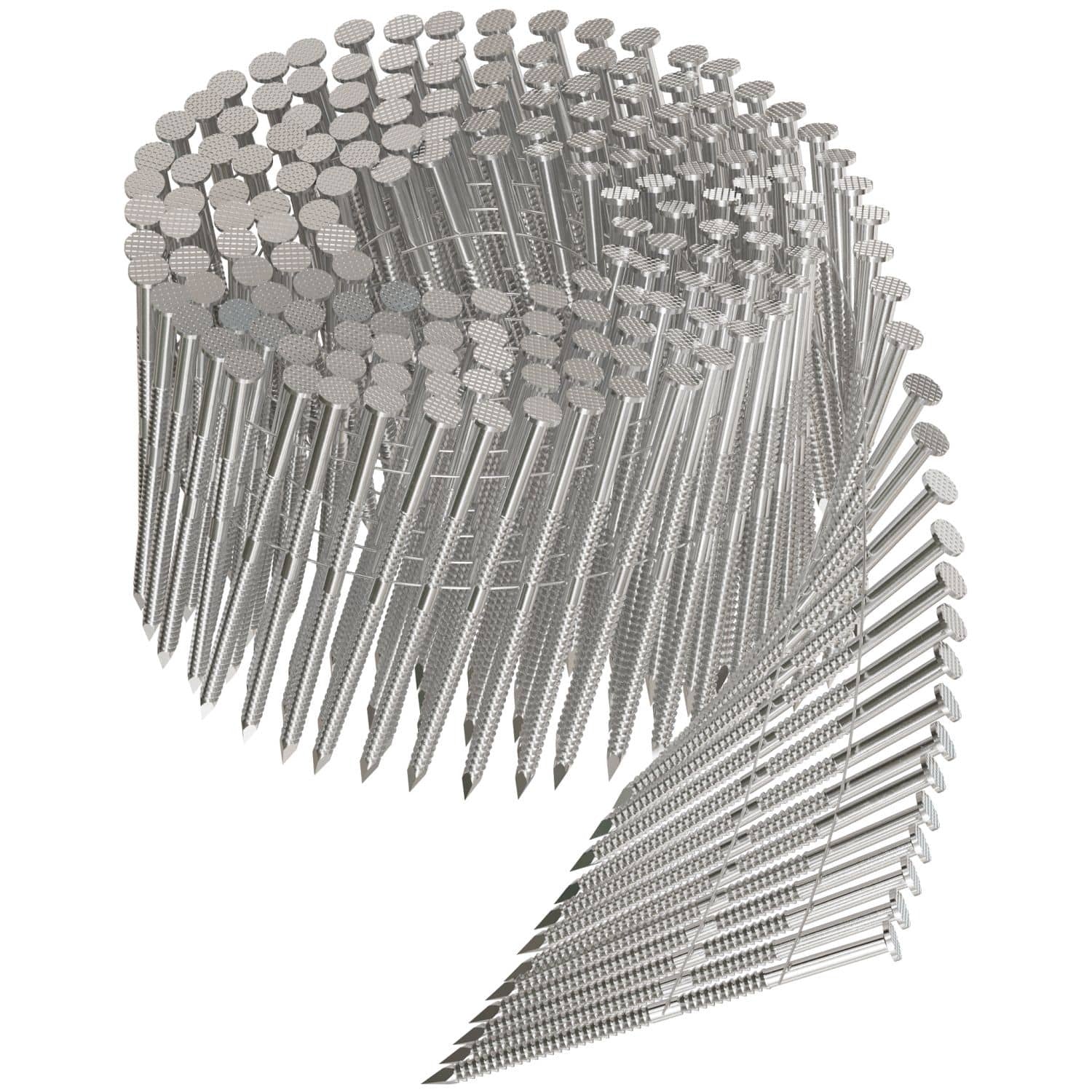 Simpson Strong-Tie T11A300PNJ 15° Wire Coil, Full Round Head, Ring-Shank Decking/Framing Nail, 3-in. x 0.12-in. Type 316, 1800-Pack