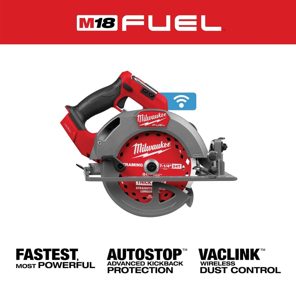 Milwaukee 2835-20 M18 FUEL 7-1/4-in. Circular Saw w/ ONE-KEY, Tool Only