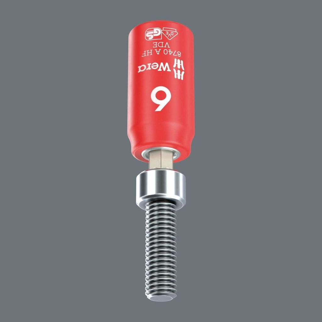 Wera 8740 A VDE Hf Zyklop Bit Socket, Insulated, With 1/4-in. Drive, With Holding Function For Hexagonal Socket Screws, 8x47-mm.