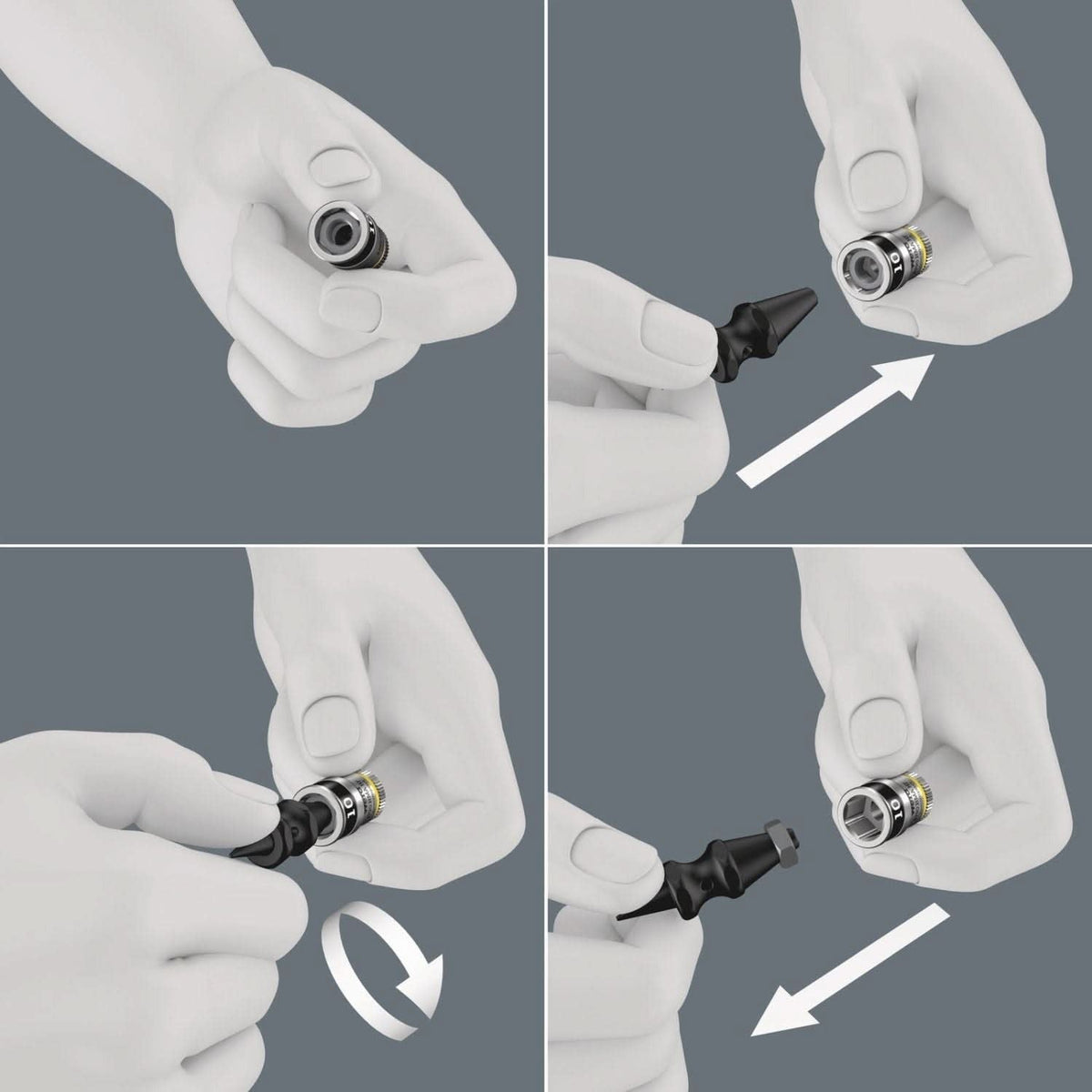 Wera 8100 SB Hf 1 Zyklop Metal Ratchet Set With Switch Lever, 3/8-in. Drive, With Holding Function, Metric, 13-Pieces