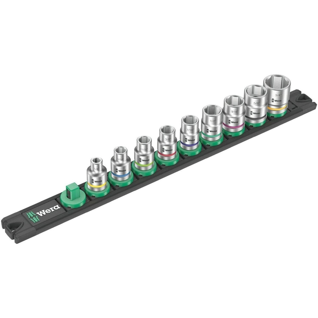 Wera Magnetic Socket Rail B Imperial 1 Zyklop Socket Set 3/8-in. Drive, Imperial, 9-Pieces