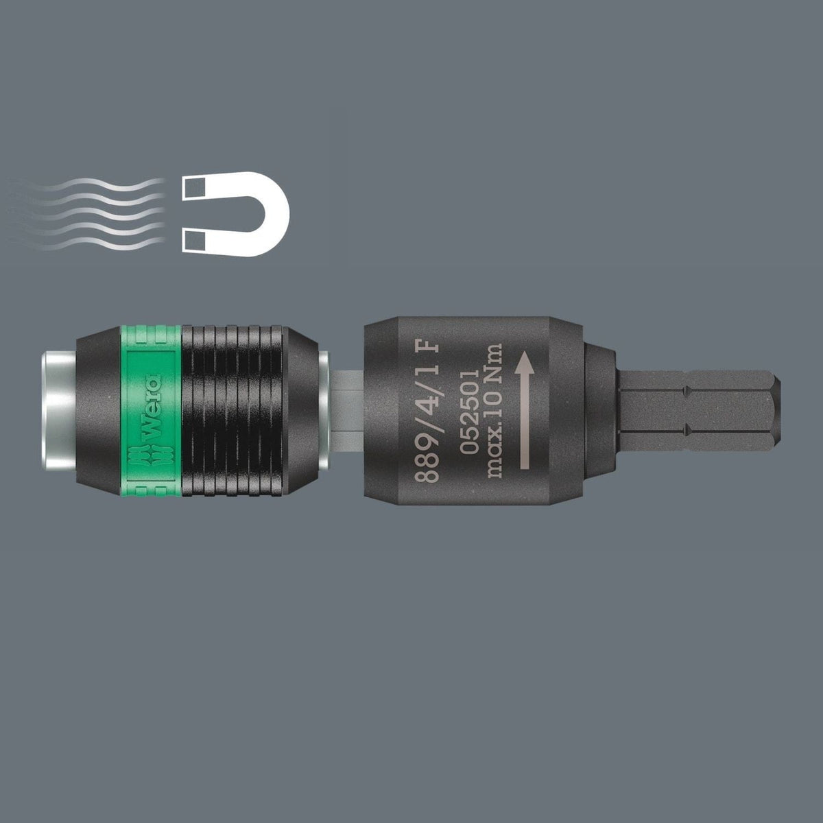 Wera 889/4/1 F Rapidaptor Free-Running Bit Holder For Torque Screwdrivers With Pistol Handle, 1/4-in.x64-mm.