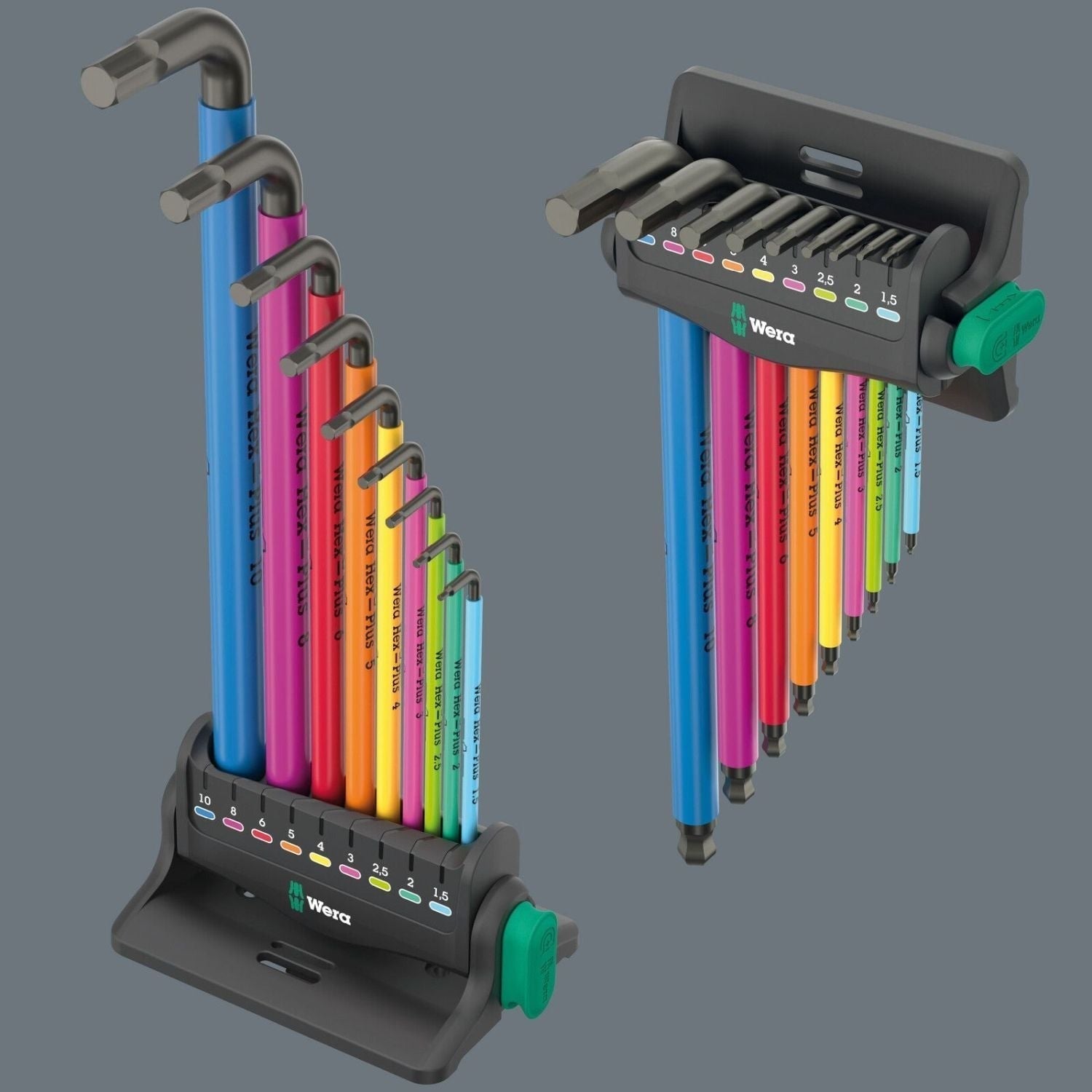 Wera 950/9 Hex-Plus Multicolour 3 L-Key Set, Metric, Blacklaser, 10-Pieces
