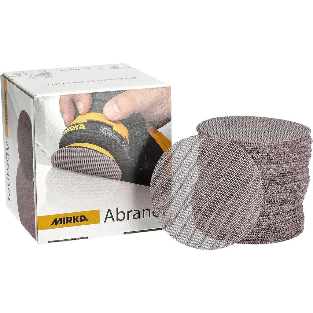 Mirka Abranet 3-in. 120 Grit Hook and Loop Sanding Discs, 50-Pack Dust-Free Mesh (9A-203-120)