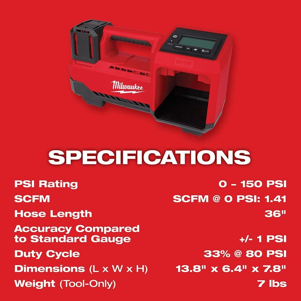 Milwaukee M18 Compact Tire Inflator, Tool Only (PROMO)