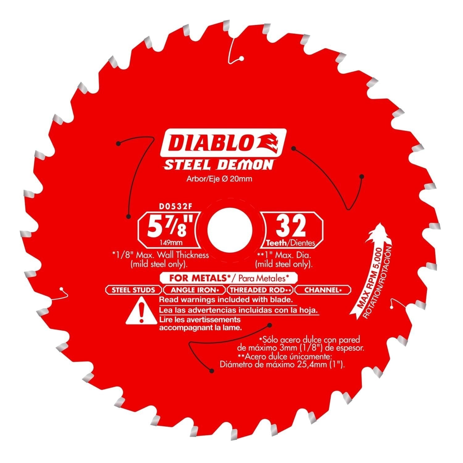 Diablo D0532F 5-7/8-in. x 32-Teeth Steel Demon Saw Blade for Medium Metal