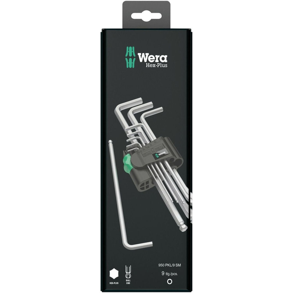 Wera 950/9 Hex-Plus 1 SB L-Key Set, Metric, Chrome-Plated, 9-Pieces