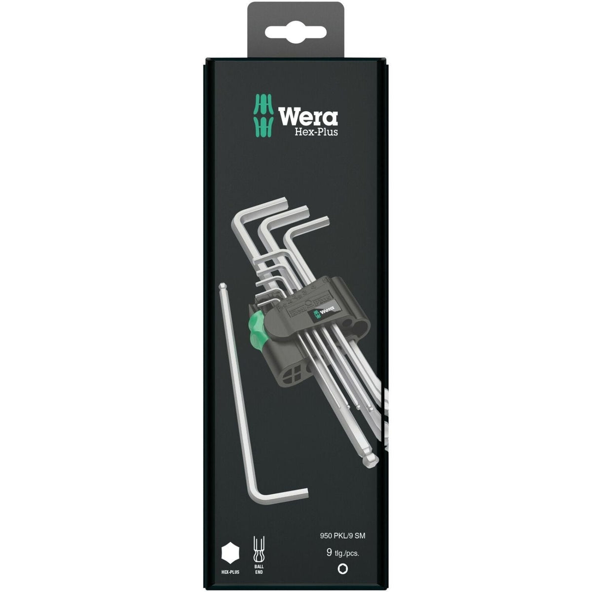 Wera 950/9 Hex-Plus 1 SB L-Key Set, Metric, Chrome-Plated, 9-Pieces