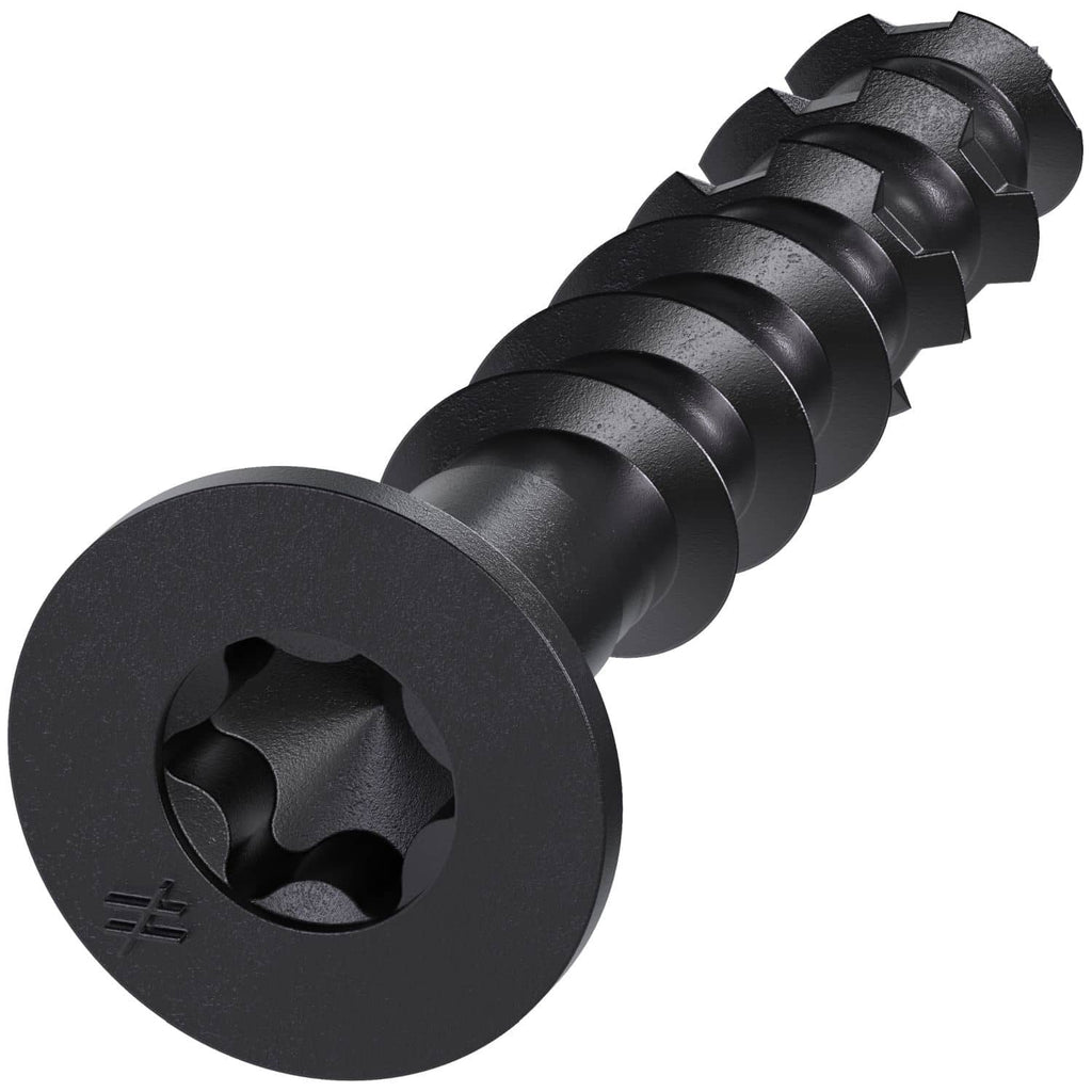 Simpson Strong-Tie TNTBL18114TF Titen Turbo, 3/16-in. x 1-1/4-in. 6-Lobe Flat-Head Concrete and Masonry Screw, Black, 100-Pack