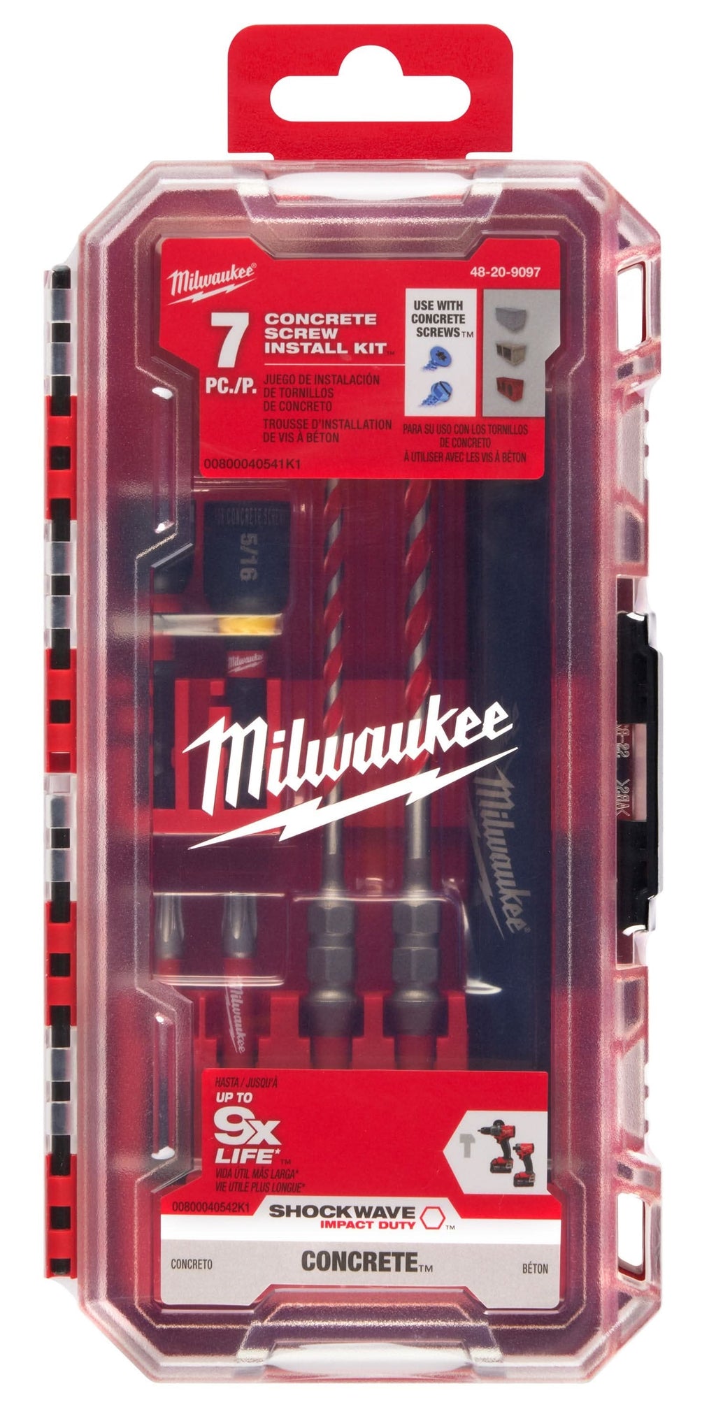 Milwaukee 48-20-9097 7PC. SHOCKWAVE Impact Duty Carbide Hammer Drill Bit Concrete Screw Install Set