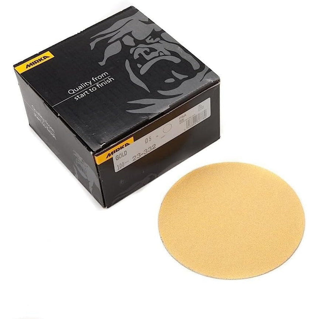 Mirka Gold 5-in. 400 Grit PSA Sanding Discs, No Holes, 100-Pack (23-332-400)