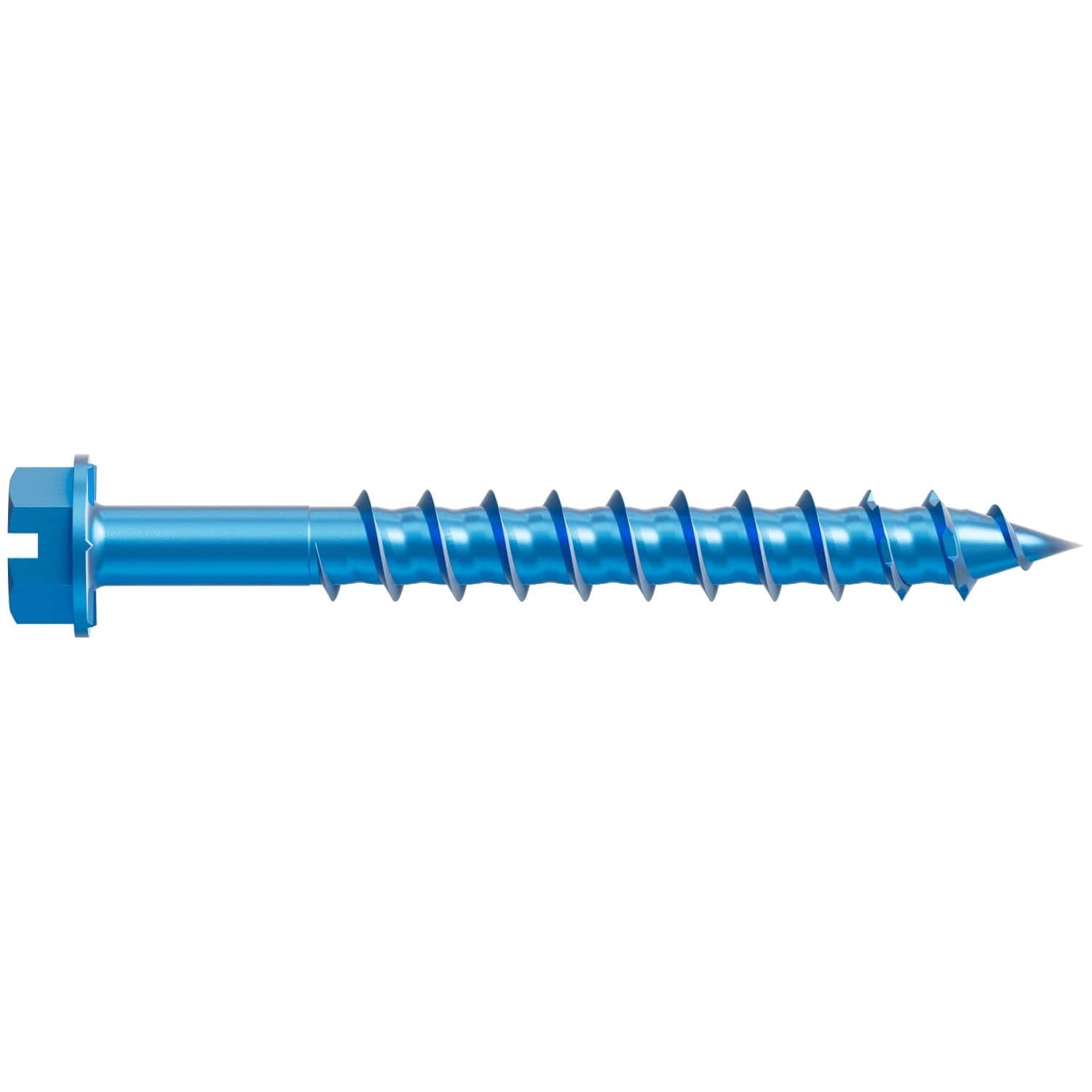 Simpson Strong-Tie TNT25214HC75 Titen Turbo, 1/4-in. x 2-1/4-in. Hex-Head Concrete and Masonry Screw, Blue, 75-Pack
