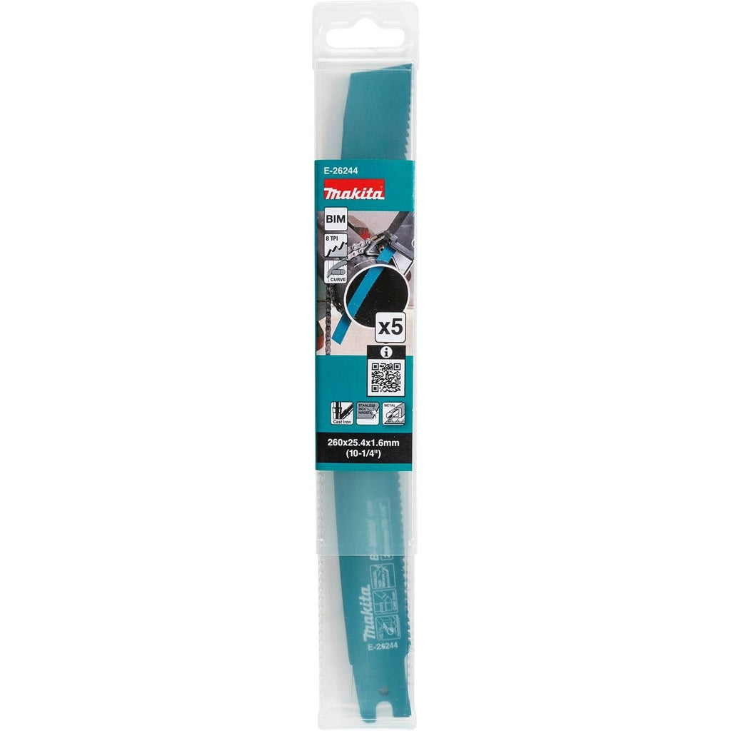 Makita E-26244 10-1/4-in. Curved Metal Pipe Cutting Recipro Saw Blade, 8-TPI, 5-Pack, GRJ03