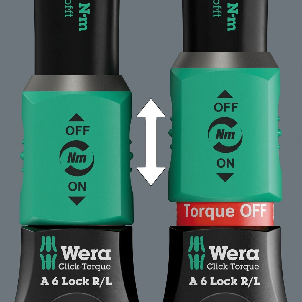 Wera Click-Torque Lock A 6 R/L Torque Wrench, Adjustable, Torque Lock Function, Continuous Bit Mounting (1/4-in.), 2.5-25 Nm, 1/4-in.x2.5-25 Nm