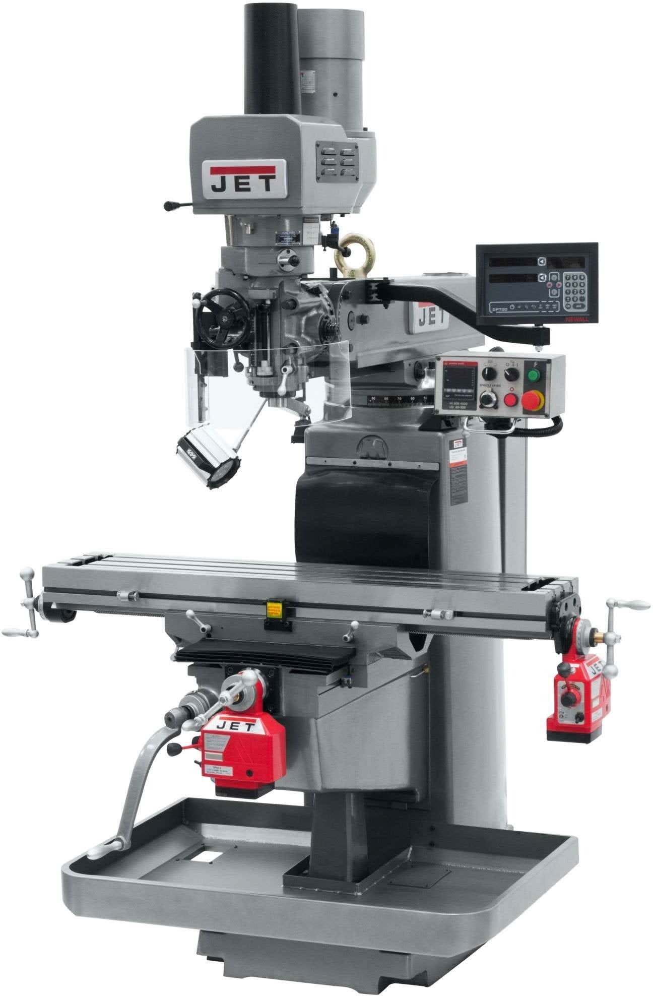 Jet Tools 690647 JTM-1050EVS2/230 Mill With 3-Axis Newall DP700 DRO (Quill) With X and Y-Axis Powerfeeds