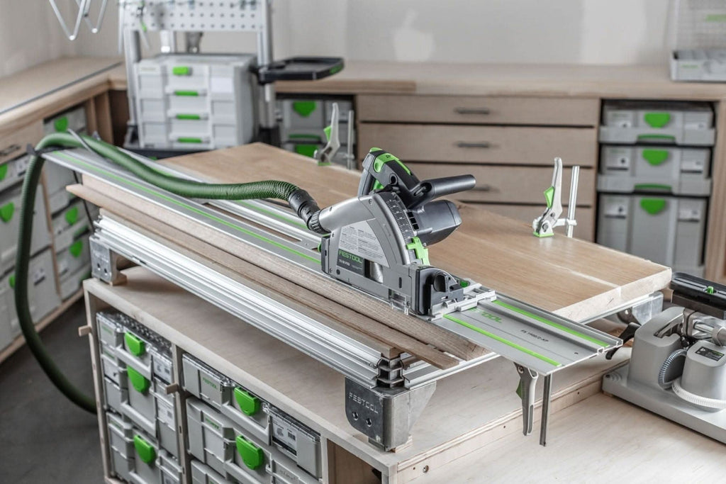 Festool 577014 TS 55 F Plunge Cut Track Saw with 55-in Guide Rail and Guide Rail Accessory Kit