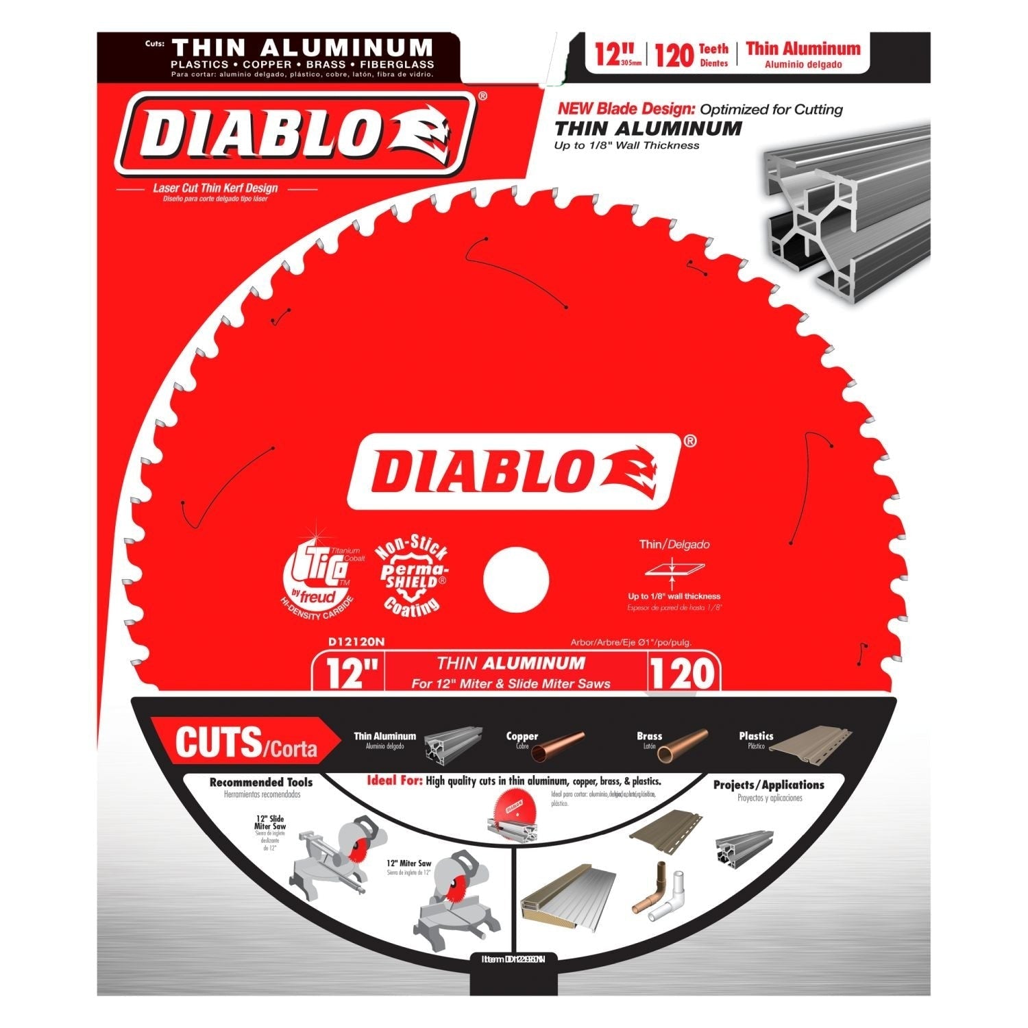 Diablo D12120N 12-in. x 120-Teeth Aluminum Saw Blade for Thin Non-Ferrous Metal