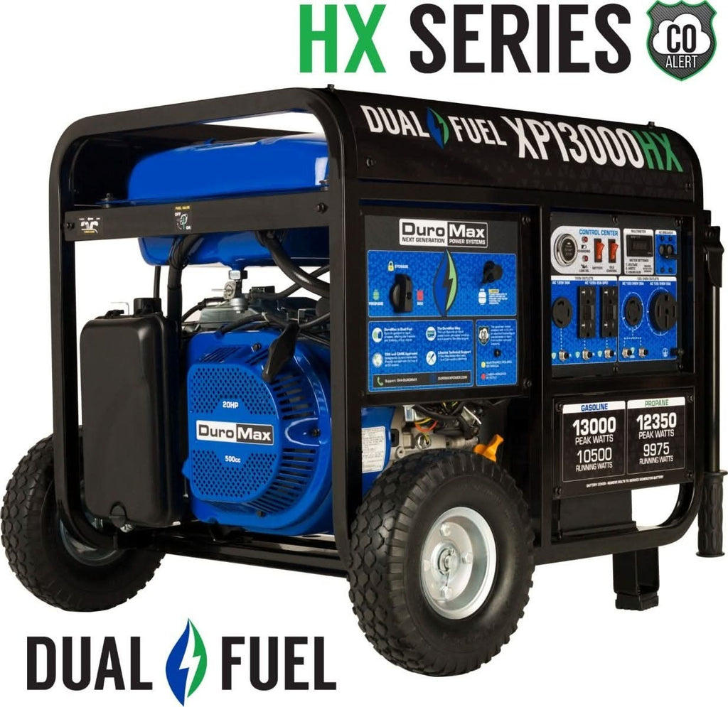 DuroMax XP13000HX 13000-Watt 500cc Dual Fuel Gas Propane Portable Generator with CO Alert