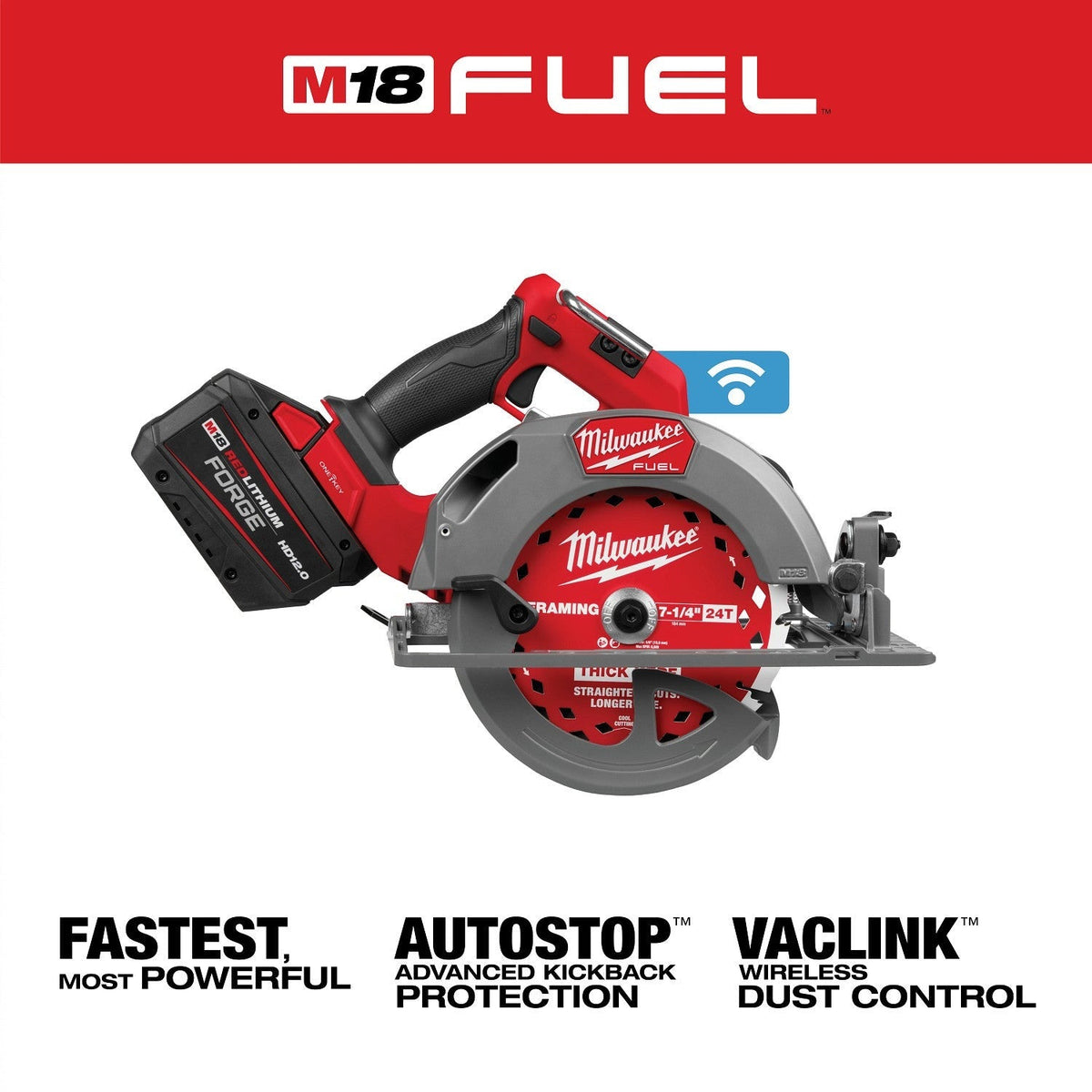 Milwaukee 2835-21HD M18 FUEL 7-1/4-in. Circular Saw w/ ONE-KEY 12.0Ah Kit