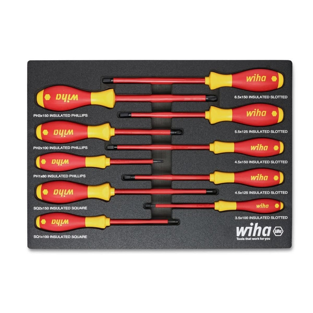 Wiha 32080 10-Piece SoftFinish Insulated Cushion Grip Screwdriver Set