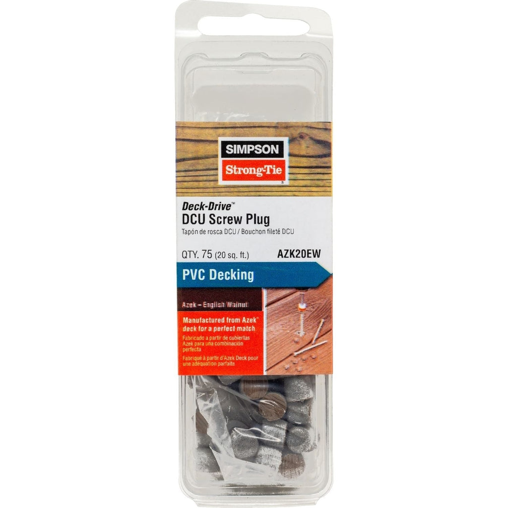 Simpson Strong-Tie AZK20EW Deck-Drive DCU Screw Plug, Azek English Walnut, 75-Pack