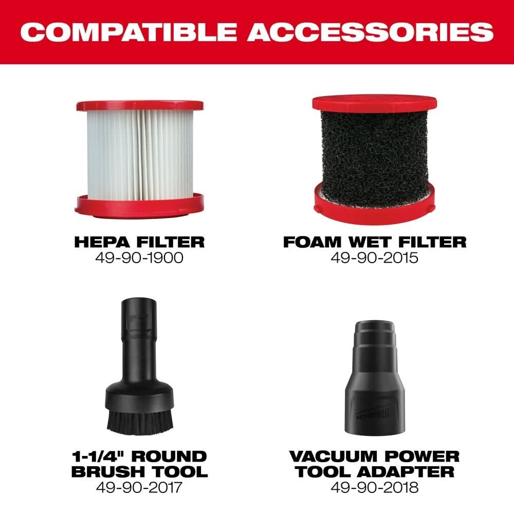 Milwaukee 0880-20 M18 Cordless Wet/Dry Vacuum + XC 5.0 Extended Capacity Battery
