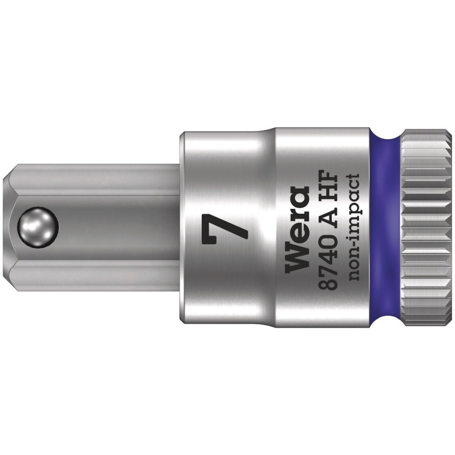 Wera 8740 A Hf Zyklop Bit Socket With Holding Function, 1/4-in. Drive, 7x28-mm.