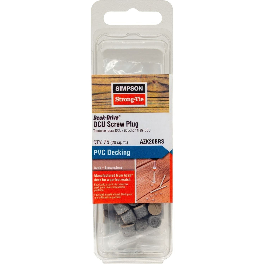 Simpson Strong-Tie AZK20BRS Deck-Drive DCU Screw Plug, Azek Brownstone, 75-Pack