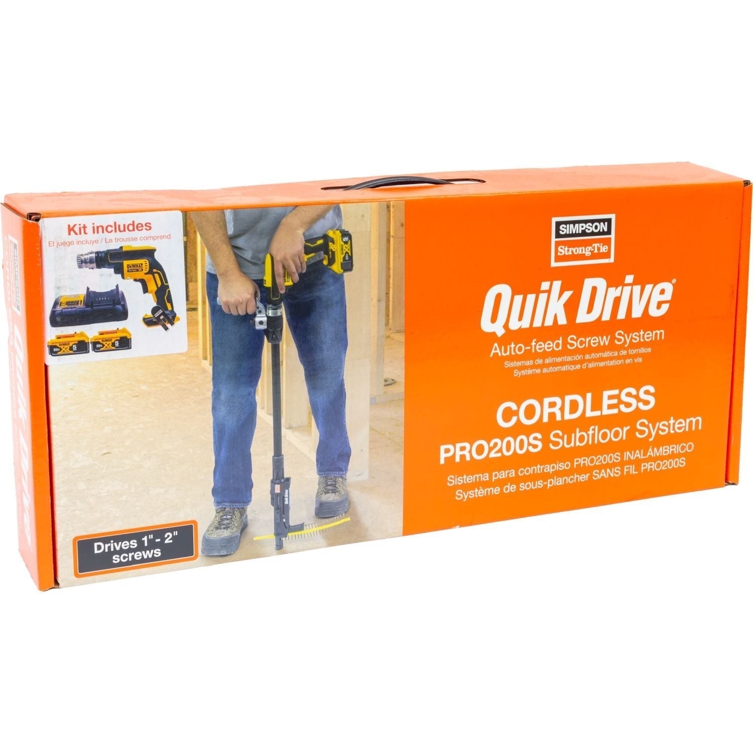 Simpson Strong-Tie Quik Drive Cordless PRO200S Multi-Purpose System w/ DeWalt 2500-RPM Screwdriver Motor (PRO200SG2C2K)