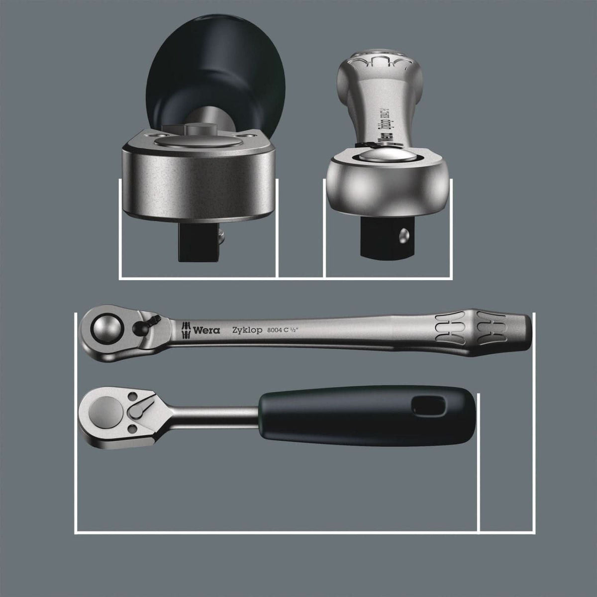 Wera 8100 SB Hf 1 Zyklop Metal Ratchet Set With Switch Lever, 3/8-in. Drive, With Holding Function, Metric, 13-Pieces