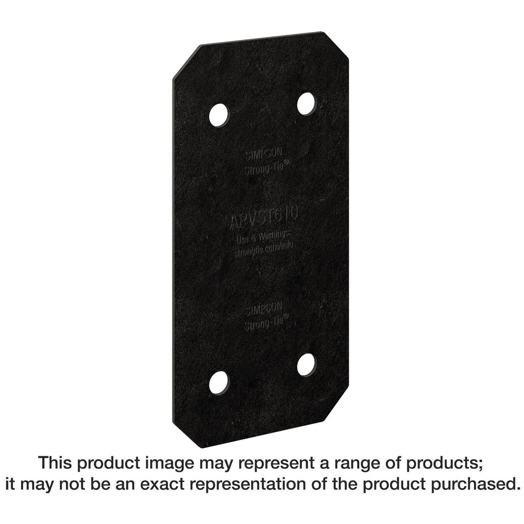 Simpson Strong-Tie APVST610 Outdoor Accents Avant Collection 5-in. x 9-3/4-in. ZMAX, Black Powder-Coated Strap for 6x