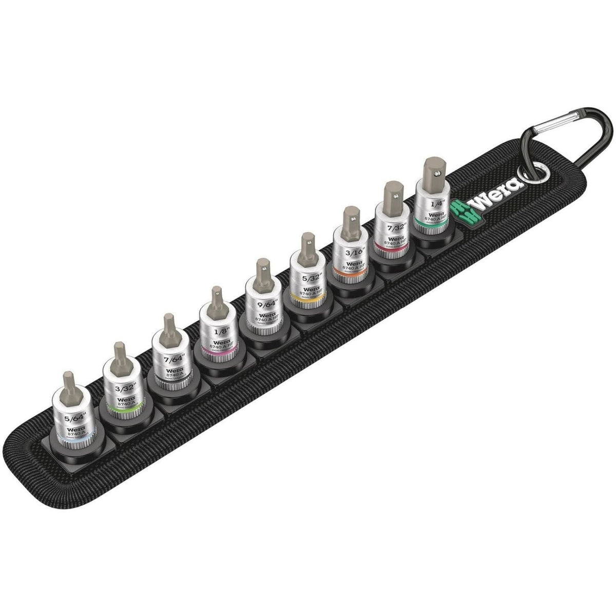 Wera Belt A Imperial 1 Zyklop In-Hex-Plus Bit Socket Set With Holding Function, 1/4-in. Drive, 9-Pieces