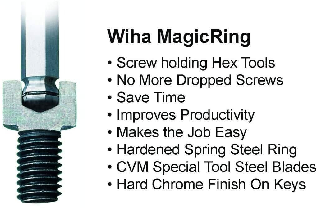 Wiha 66992 MagicRing Screw Holding Ball Hex Inch and Metric L-Key Set in ErgoStar holder