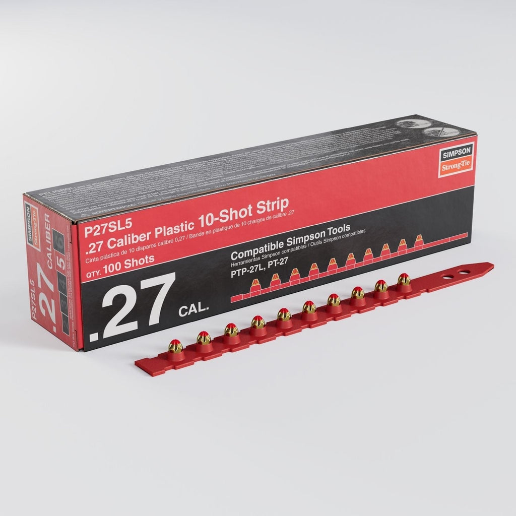 Simpson Strong-Tie P27SL5 P27SL 0.27-Caliber Plastic, 10-Shot Strip Loads, Red, 100-Pack