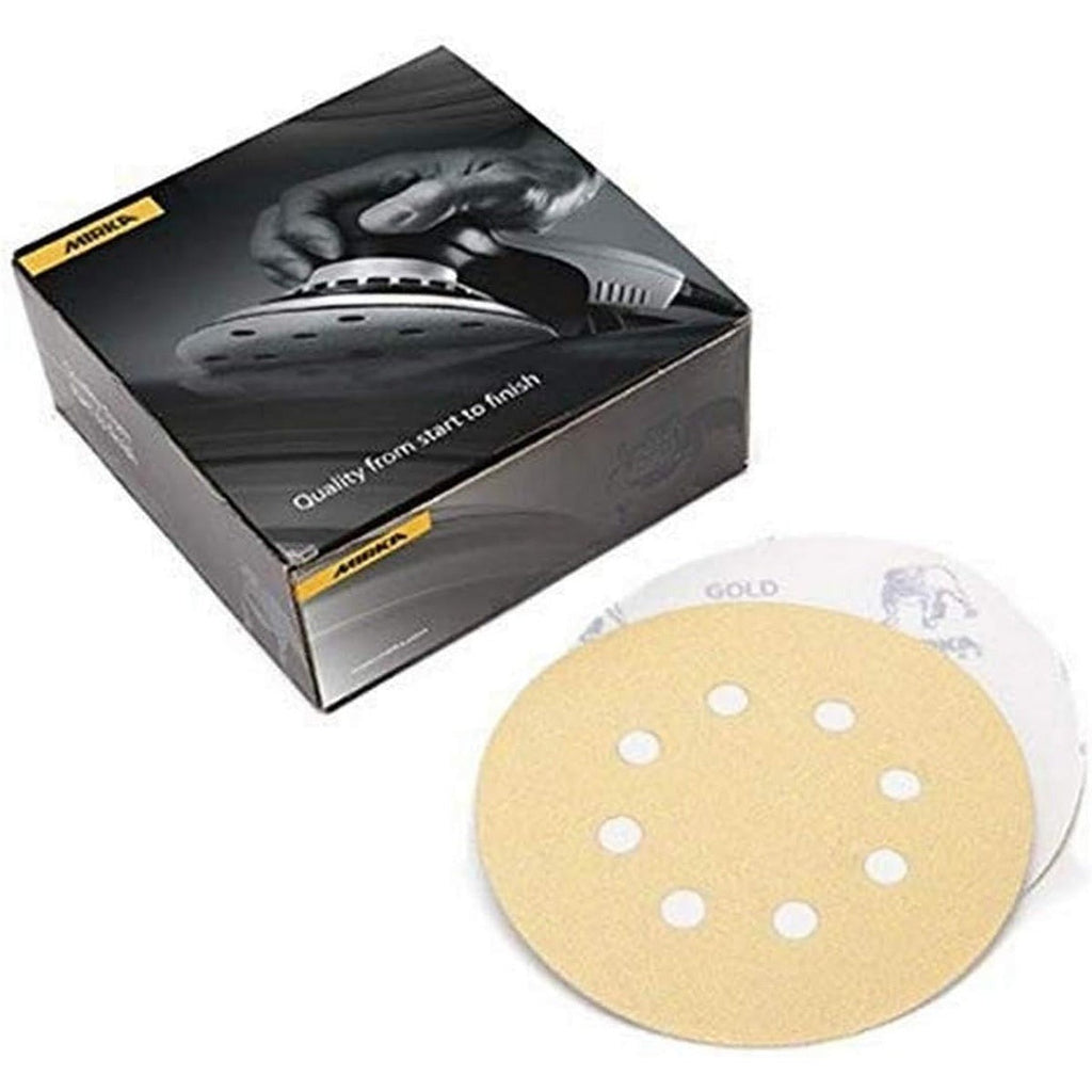 Mirka Gold 5-in. 8-Hole 80 Grit PSA Sanding Discs, 100-Pack (23-320-080)