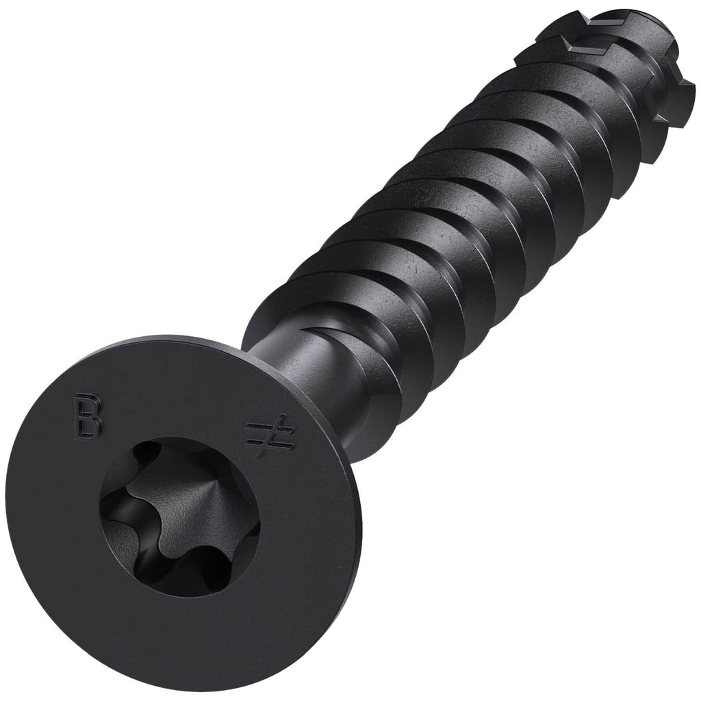 Simpson Strong-Tie TNTBL25214TF Titen Turbo, 1/4-in. x 2-1/4-in. 6-Lobe Flat-Head Concrete and Masonry Screw, Black, 100-Pack