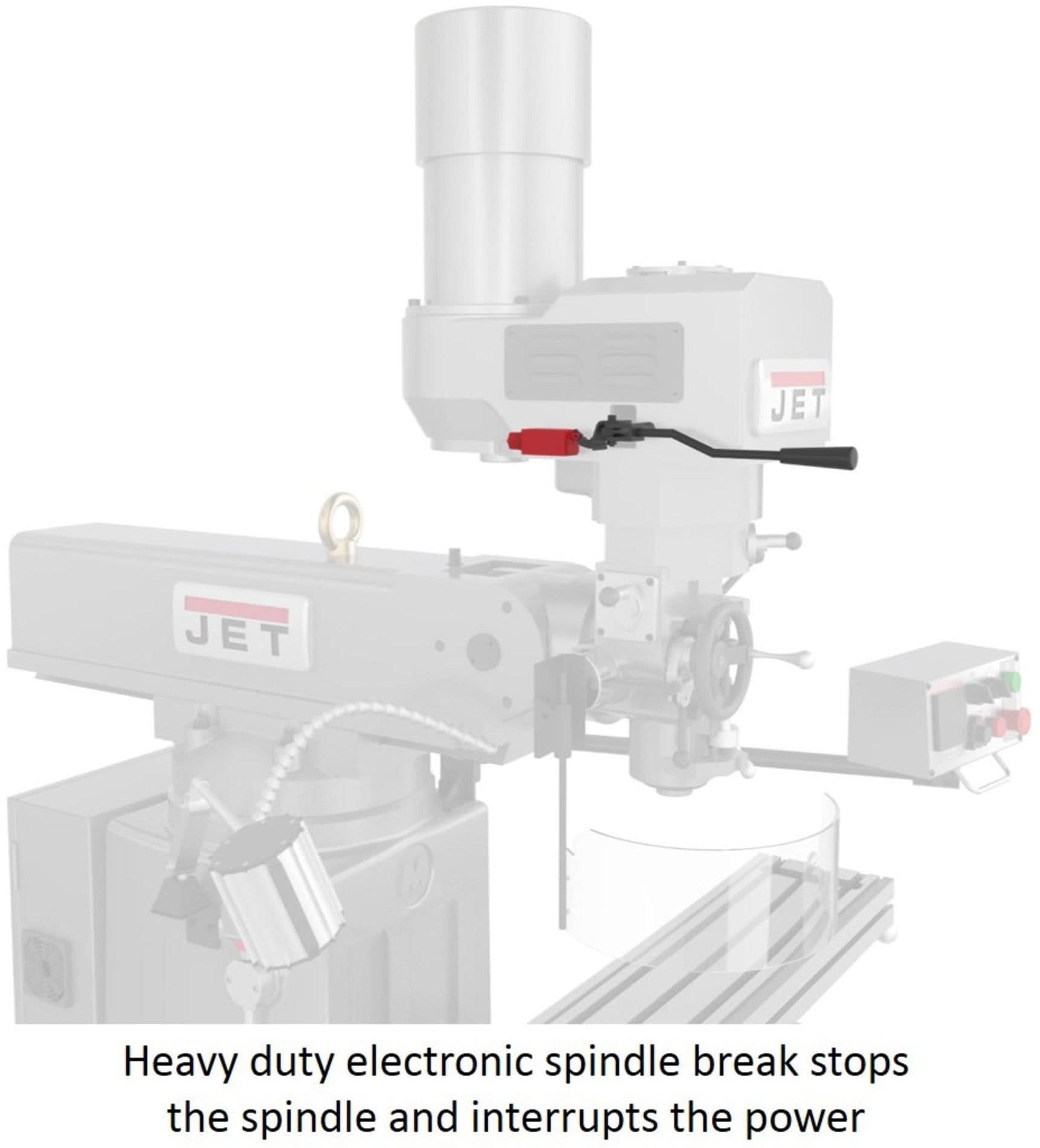 Jet Tools 690680 JTM-1050EVS2/230 Mill With 3-Axis Acu-Rite 300S DRO (Knee) With X, Y and Z-Axis Powerfeeds
