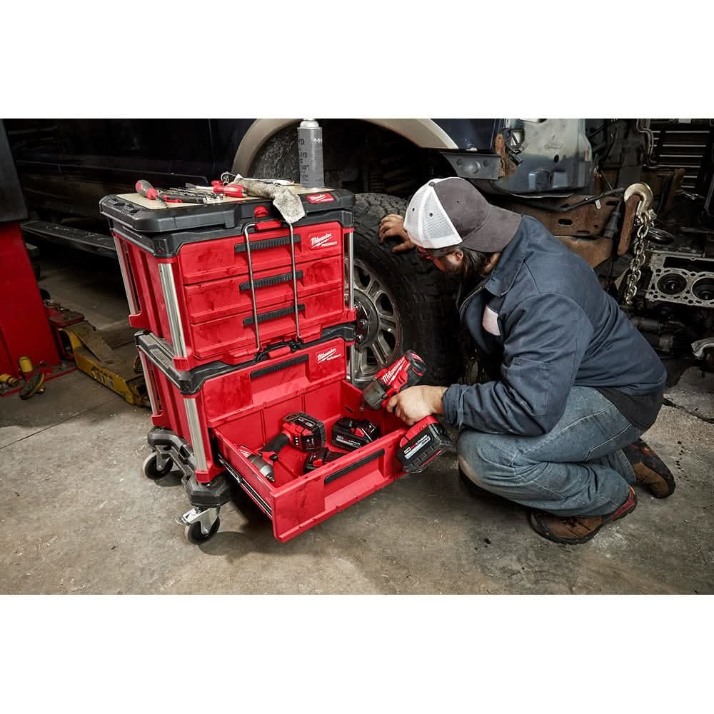 Milwaukee 48-22-8442 PACKOUT 2-Drawer Tool Box With PACKOUT Organizer SHOCKWAVE 100-Piece Impact Bit Set