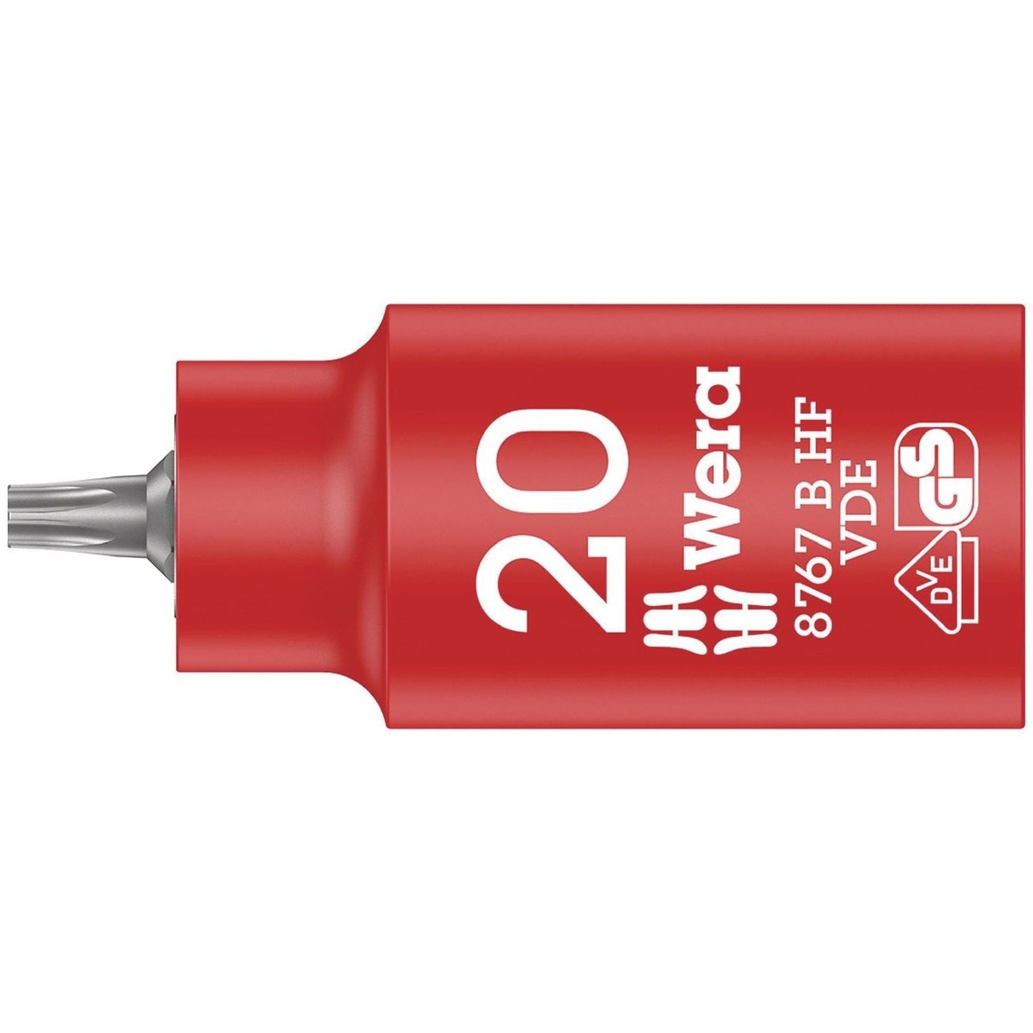 Wera 8767 B VDE Hf Torx Zyklop Bit Socket, Insulated, With Holding Function, 3/8-in. Drive, Torx 20x55-mm.