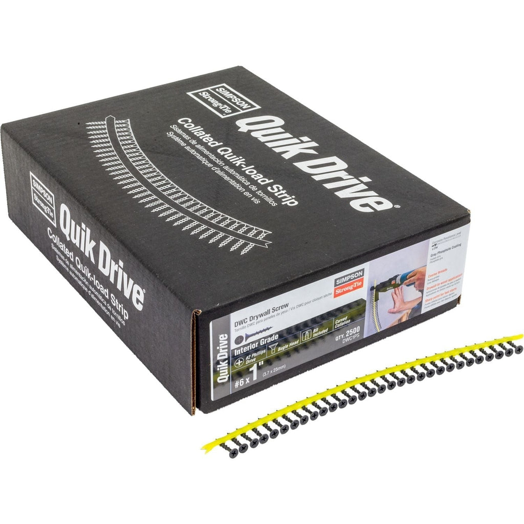 Simpson Strong-Tie DWC1PS DWC Drywall Screw (Collated), #6 x 1-in. #2 Phillips Bugle-Head, 2500-Pack