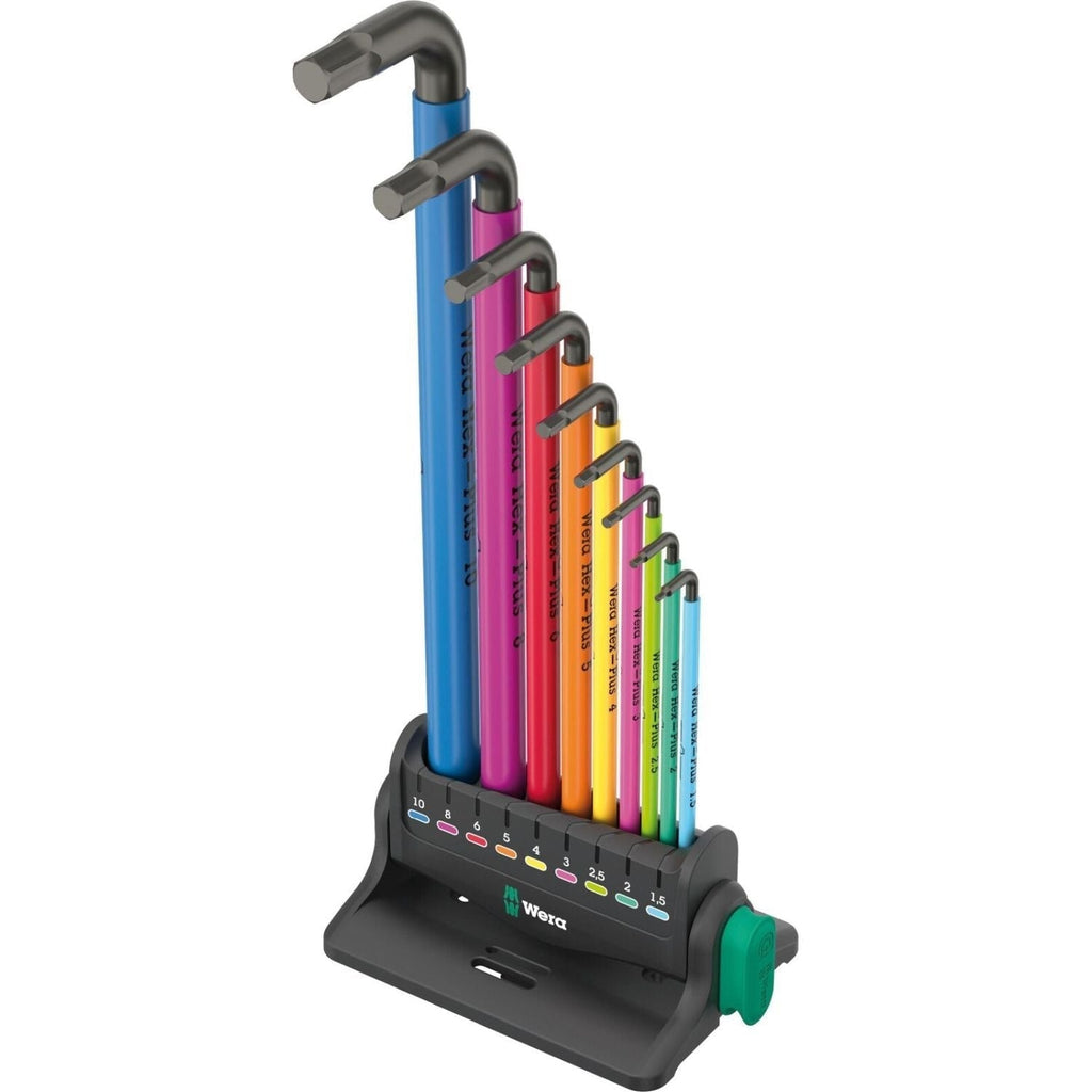 Wera 950/9 Hex-Plus Multicolour 3 L-Key Set, Metric, Blacklaser, 10-Pieces