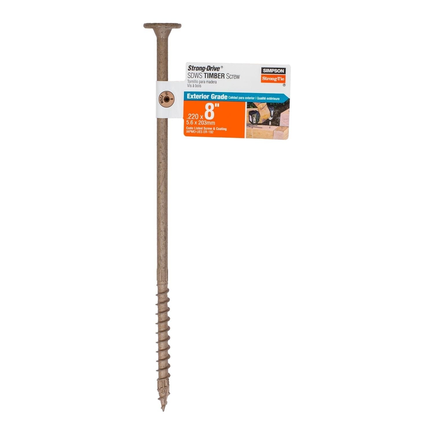Simpson Strong-Tie SDWS22800DB-RP1 Strong-Drive SDWS TIMBER Screw (Exterior Grade), 0.220-in. x 8-in. T40, Tan