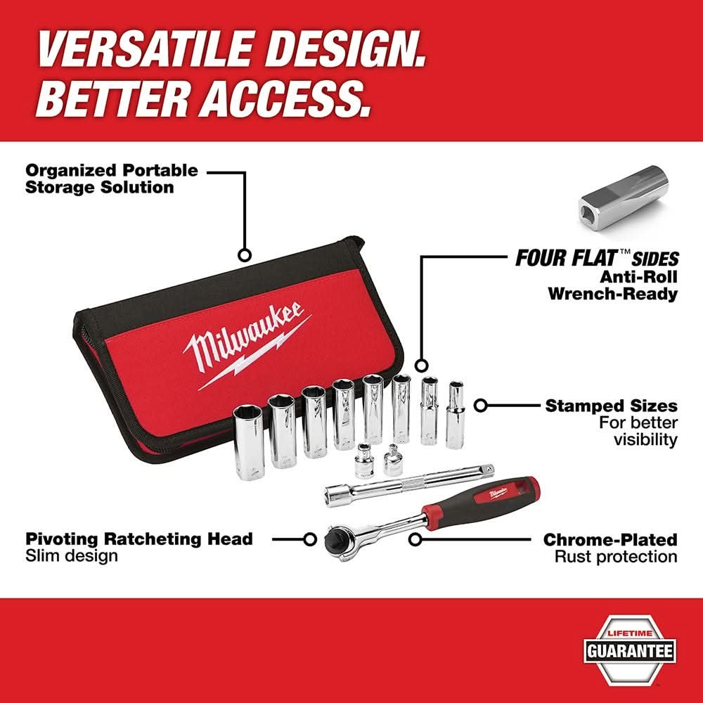 Milwaukee 48-22-9000 12-Piece 3/8" Drive Sae Socket Set