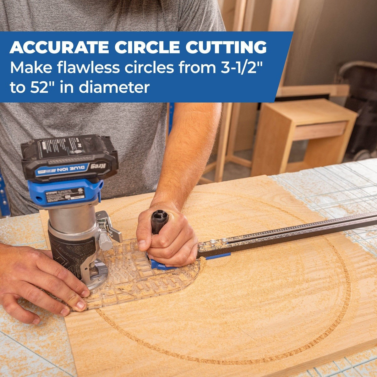 Kreg Trim Router Circle Guide Accessory for 3-1/2-in. to 52-in. Circle Cutting (KRTCG100)