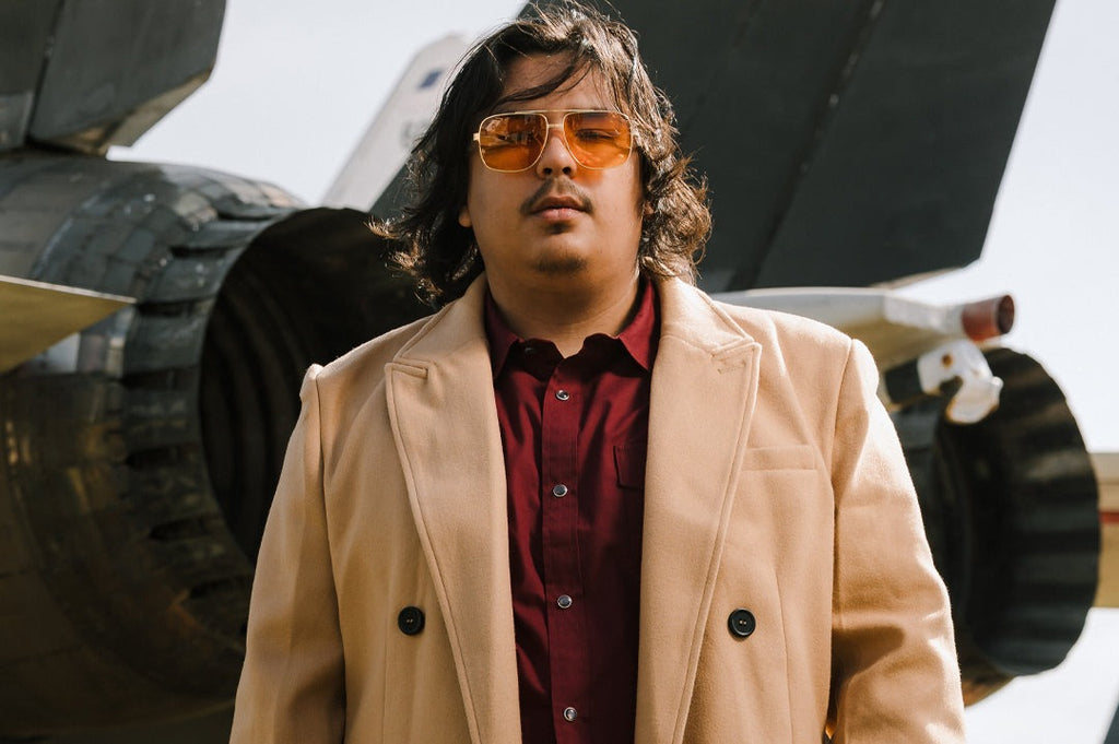 Heat Wave Nimitz Polished Gold Frame Amber Lens Sunglasses