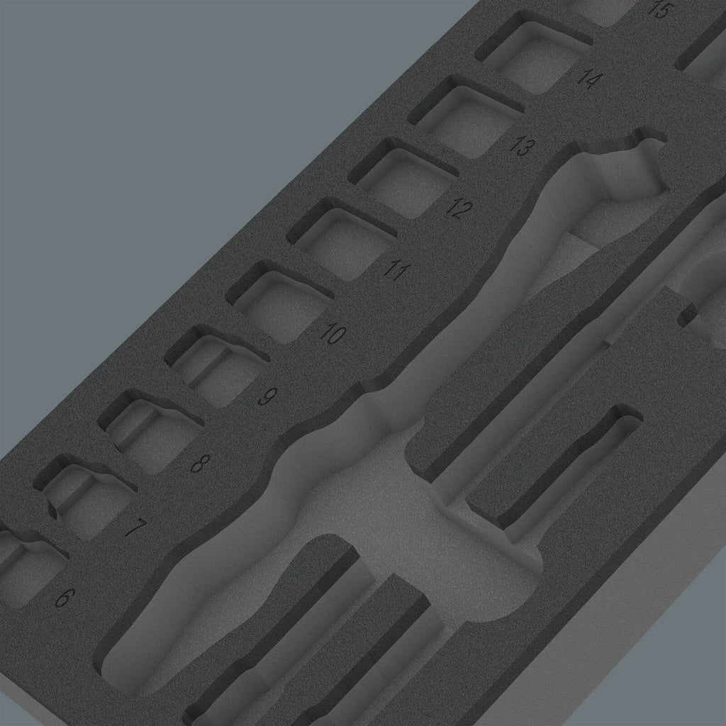 Wera 9821 Foam Insert 8000 B Zyklop 3/8-in. Ratchet Set 1, Empty, 172x30x392-mm.